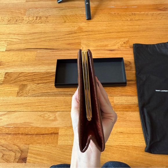 Saint Laurent Brown Crocodile Leather Embossed Croc Midnight Clutch Small - Picture 8 of 16